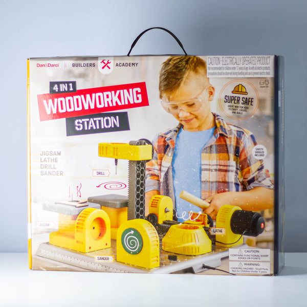 Dan &amp; Darci 4 in 1 Woodworking Station for Kids 