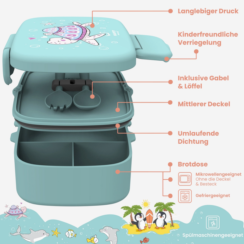 BEARFOOT Lunch box with compartment and cutlery (several variants)